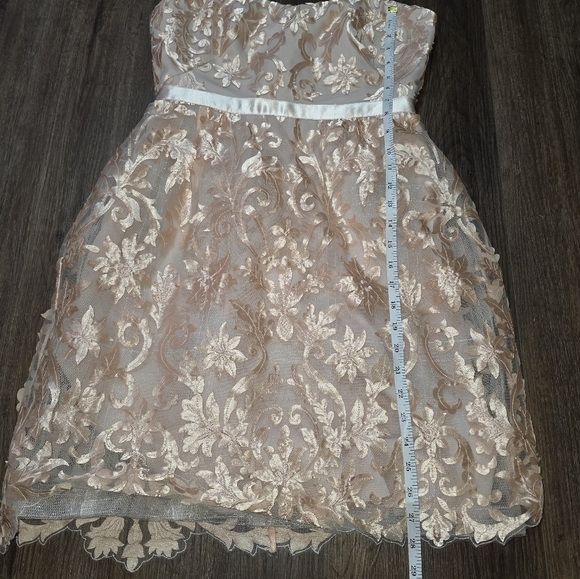 Marchesa Notte Strapless Nude Pink Floral Embroidered Lace  Cocktail Dress Sz S - Picture 15 of 15